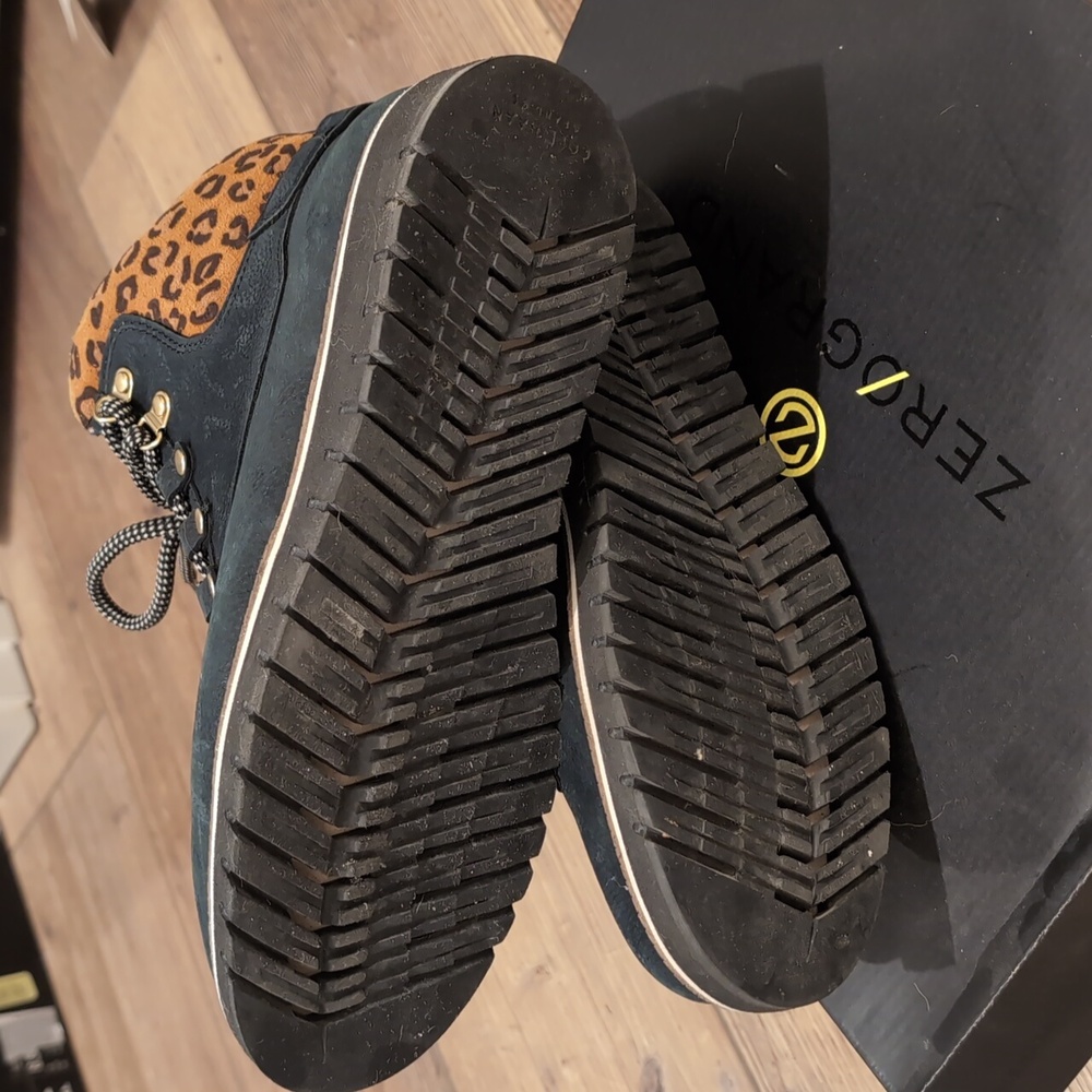 Cole Haan Women's Black and Leopard Lace-Up Boots - Picture 6 of 6